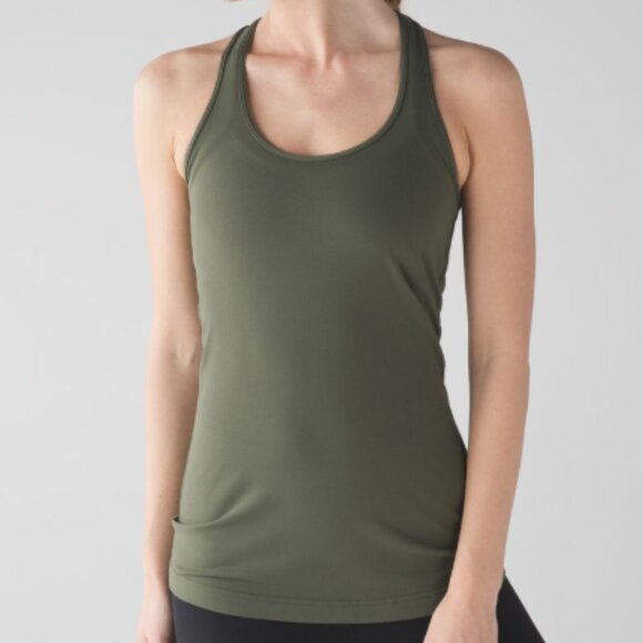 lululemon athletica Tops - Lululemon Cool Dark Olive Green Camo Racerback Tank size 6